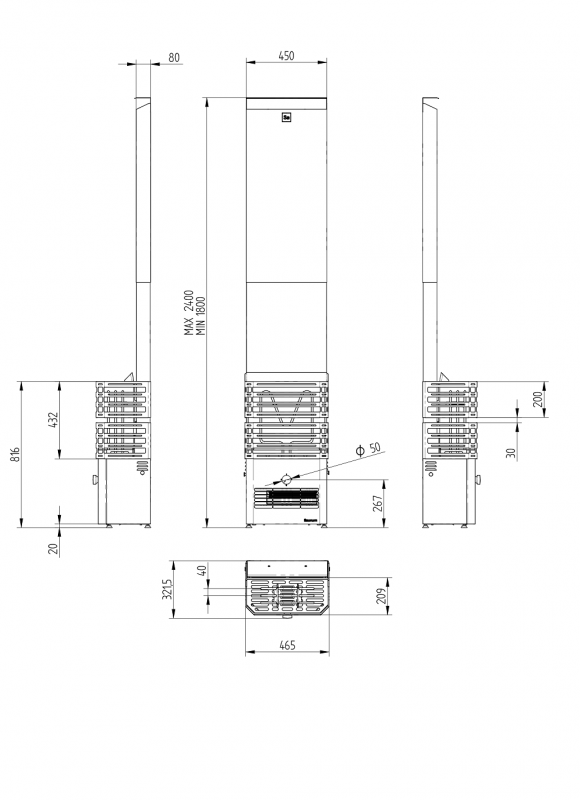 SAUNUM Experience 9kW Closed, Anthracite/Black